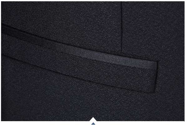 一粒扣青果領商務西裝定制口袋工藝細節特寫圖