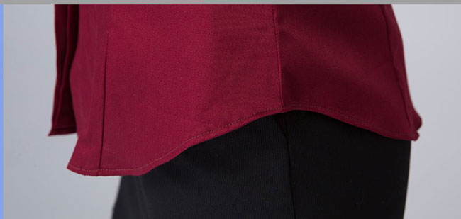 娃娃領(lǐng)長袖女襯衫款式下擺細(xì)節(jié)特寫圖