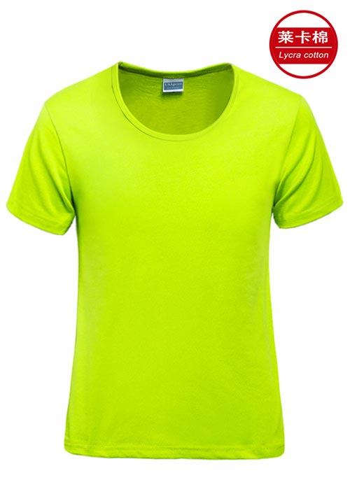 瑩光綠色短袖女士圓領(lǐng)文化衫