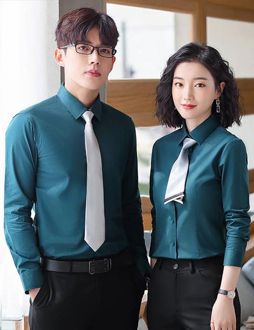 孔藍色時尚男女襯衫現貨批發